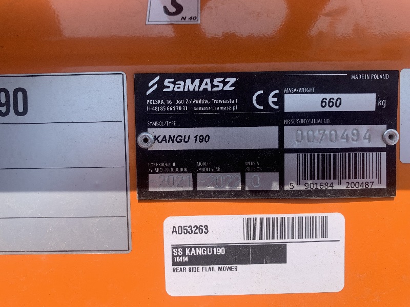 2023 SAMASZ KANGU 190 SIDE FLAIL MOWER