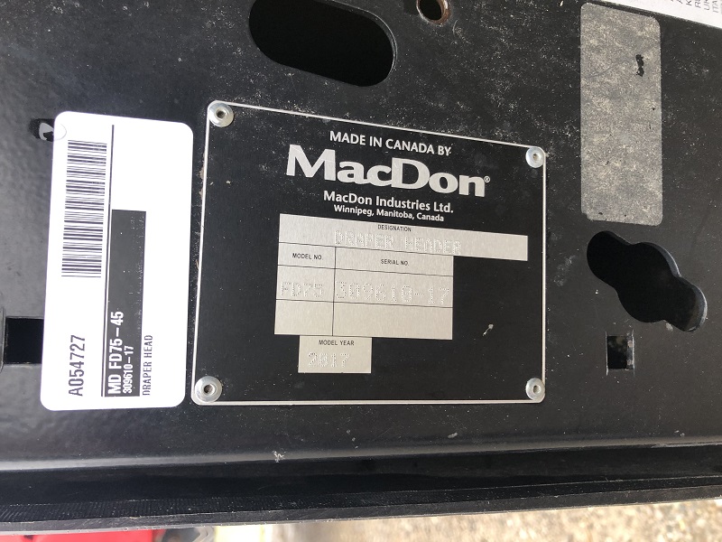 2017 MACDON FD75-45 FLEXDRAPER HEAD