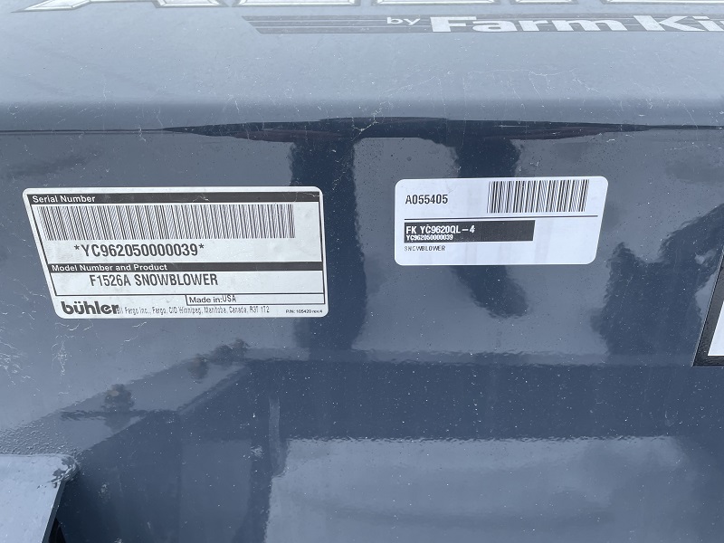 2022 FARM KING YC9620QL-4 SNOWBLOWER