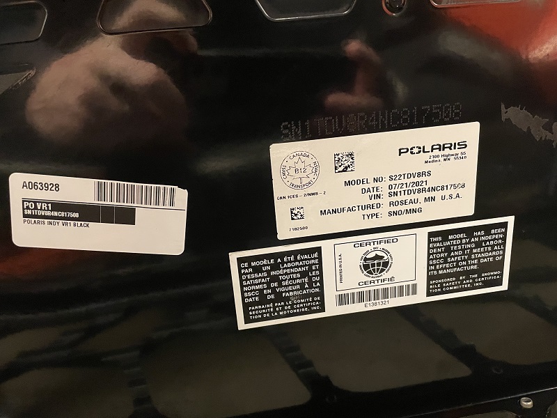 DELTA POWER BRP 2022 POLARIS 850 INDY VR1 SNOWMOBILE