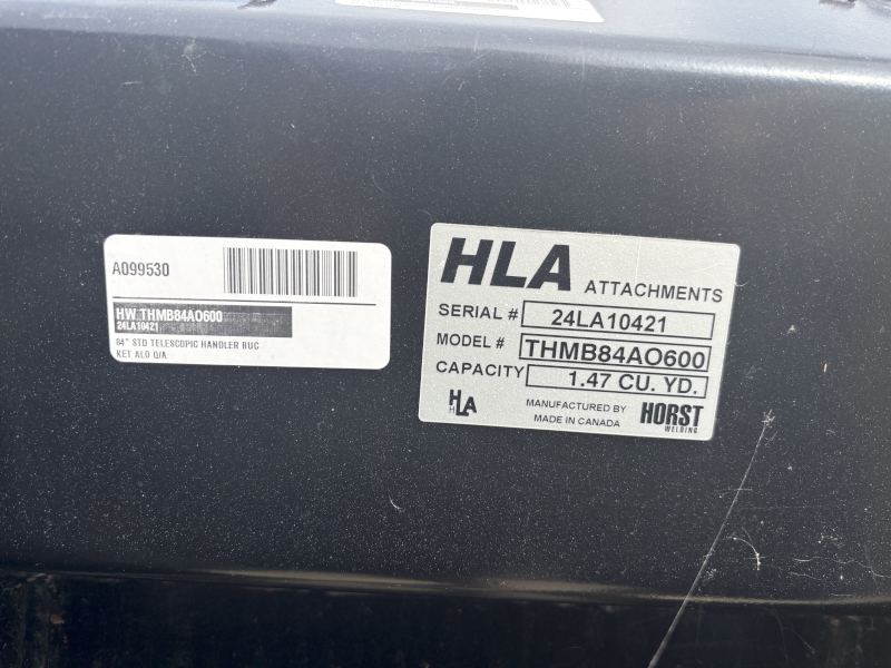 2023 HLA ATTACHMENTS (HORST) 84 INCH TELEHANDLER BUCKET-EURO STYLE (ALO) QUICK ATTACH