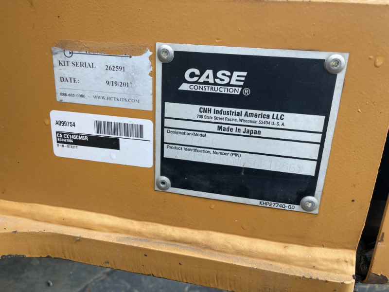 2016 CASE CX145CSR SHORT RADIUS EXCAVATOR