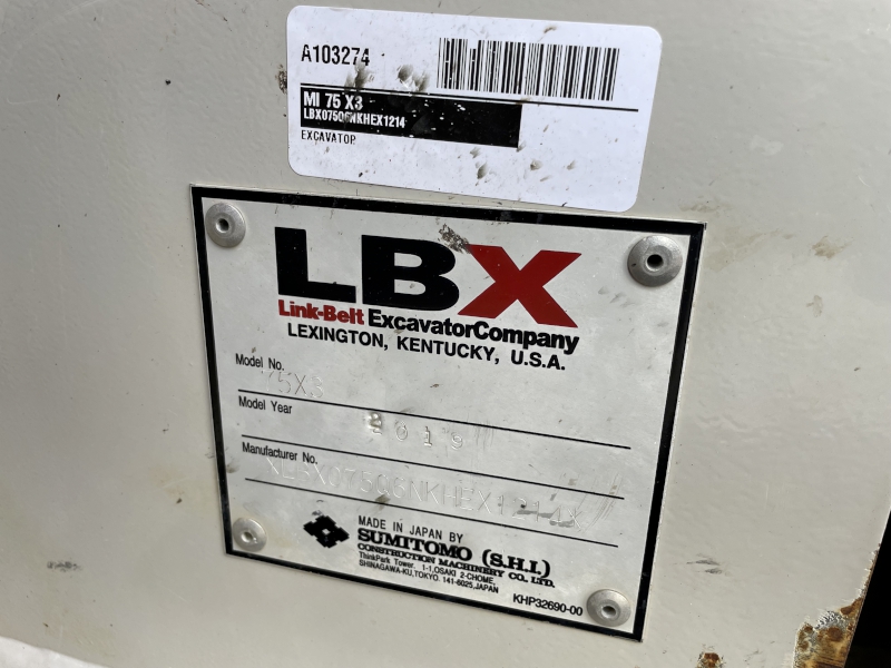 2019 LINK-BELT 75X3 EXCAVATOR