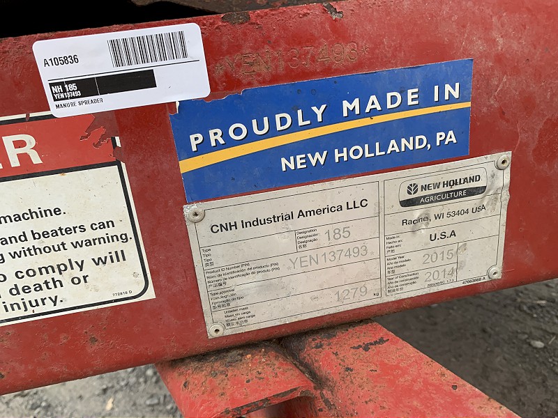 2015 NEW HOLLAND 185 MANURE SPREADER
