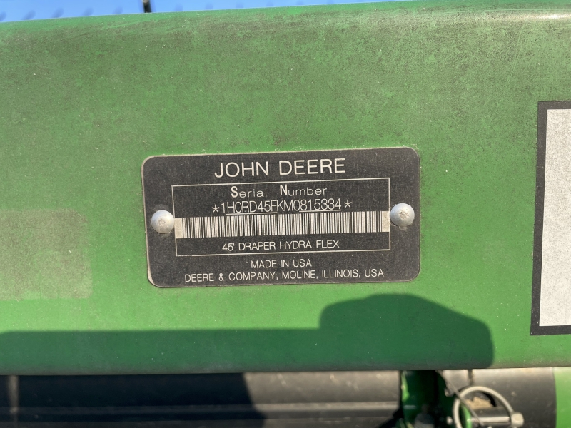 2021 JOHN DEERE RD45F FLEX DRAPER HEAD WITH CART