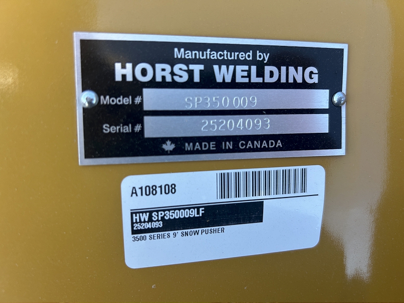 2025 HLA SNOW (HORST) 3500 SERIES 9 FOOT SNOW PUSHER