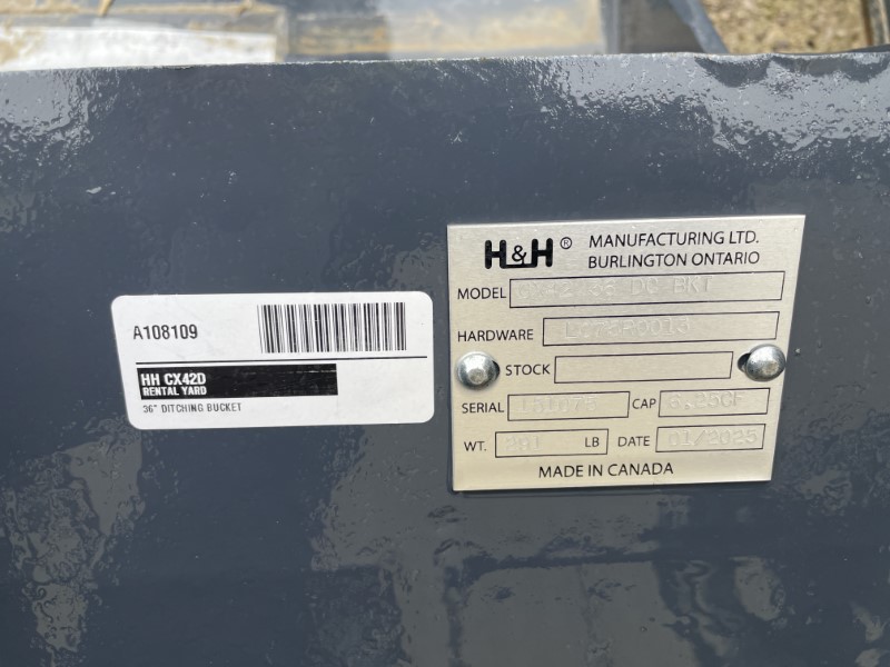 2025 H&H MANUFACTURING CX42D 36 INCH DITCHING BUCKET