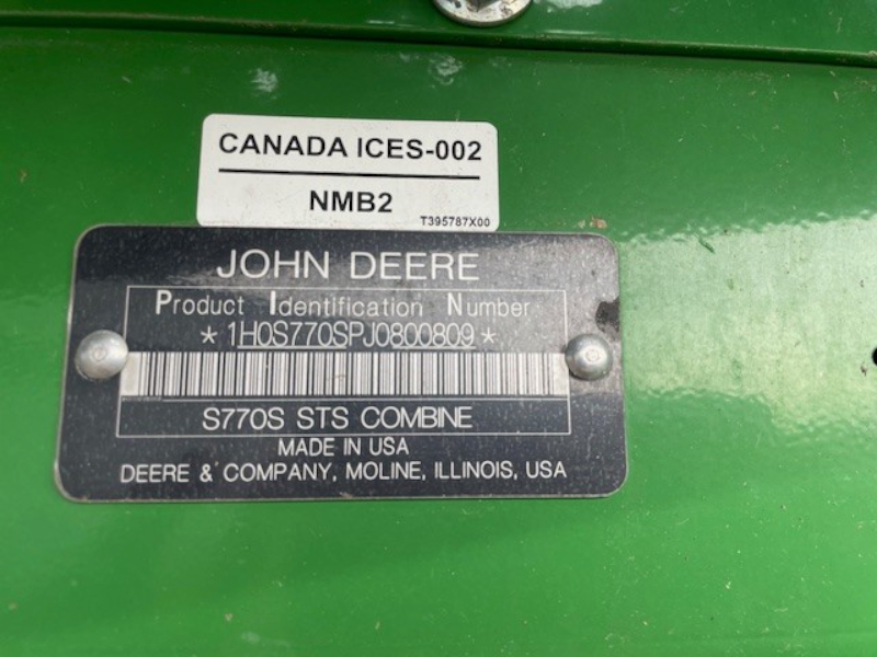 2018 JOHN DEERE S770 COMBINE