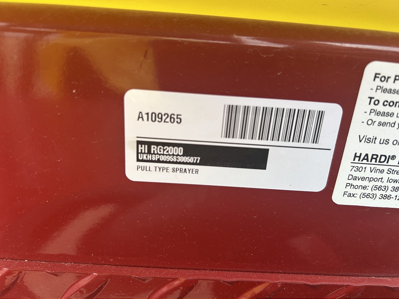 2025 HARDI RANGER 2000 PULL TYPE SPRAYER