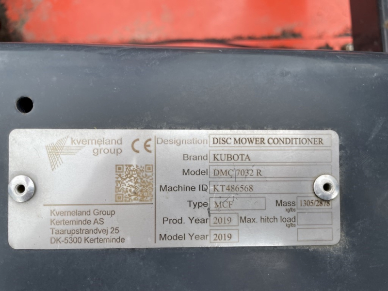 2019 KUBOTA DMC7032R BUTTERFLY MOWER CONDITIONER