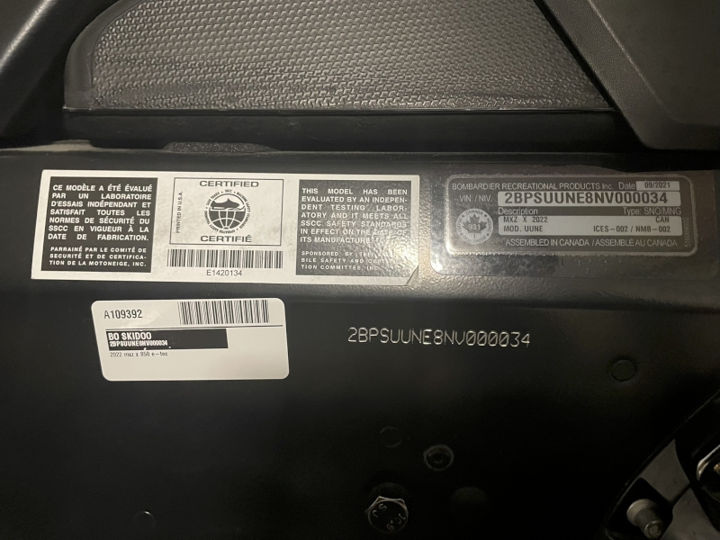 Snowmobiles  2022 SKI-DOO MXZ X 850 E-TEC SNOWMOBILE Photo