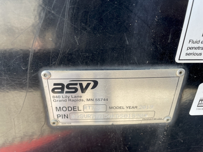 2019 ASV RT-75 COMPACT RUBBER TRACK LOADER