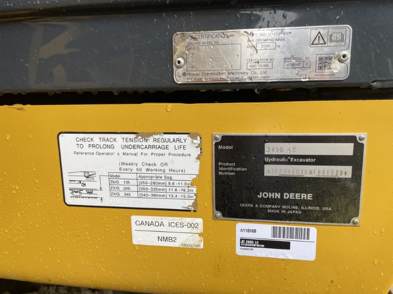 2021 JOHN DEERE 245G LC EXCAVATOR