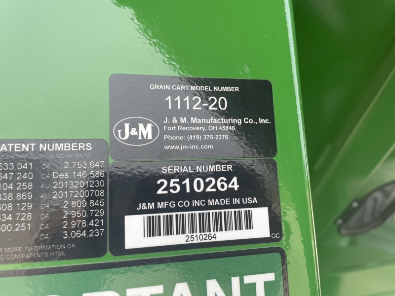 2025 J & M 1112-20S X-TENDED REACH GRAIN CART