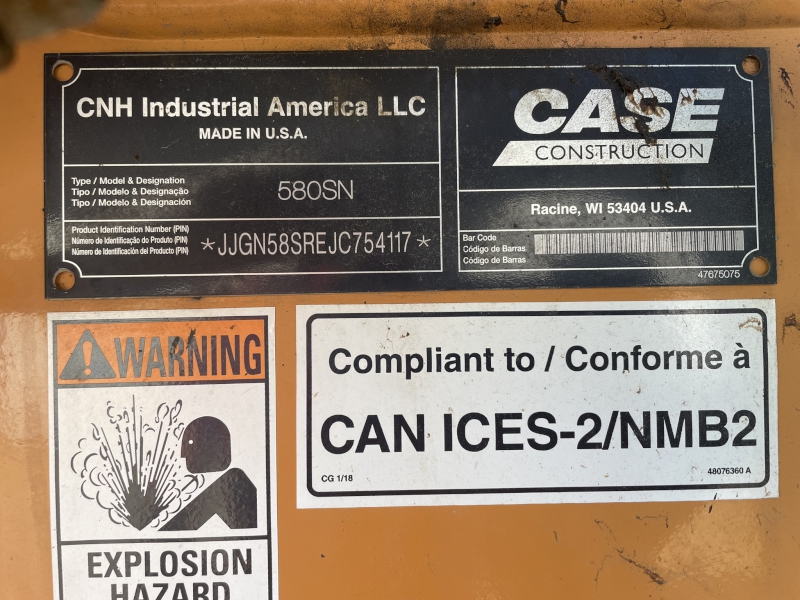 2018 CASE 580SN TRACTOR LOADER BACKHOE