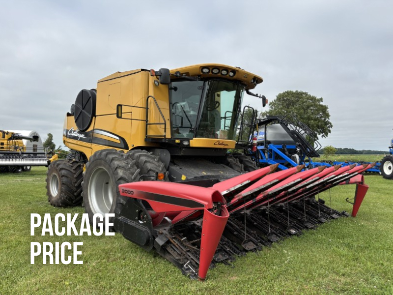 2011 AGCO CHALLENGER 670B COMBINE WITH MF 3000-8R CORN HEAD