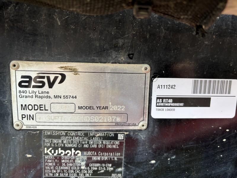 2022 ASV RT-40 COMPACT TRACK LOADER