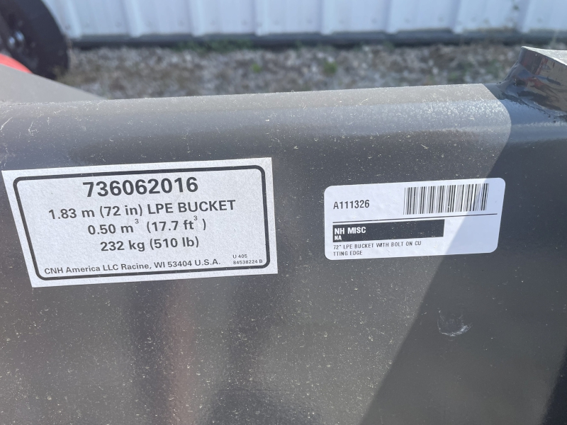 2025 NEW HOLLAND 72 INCH LOW PROFILE EXTENDED (LPE) SKID STEER BUCKET