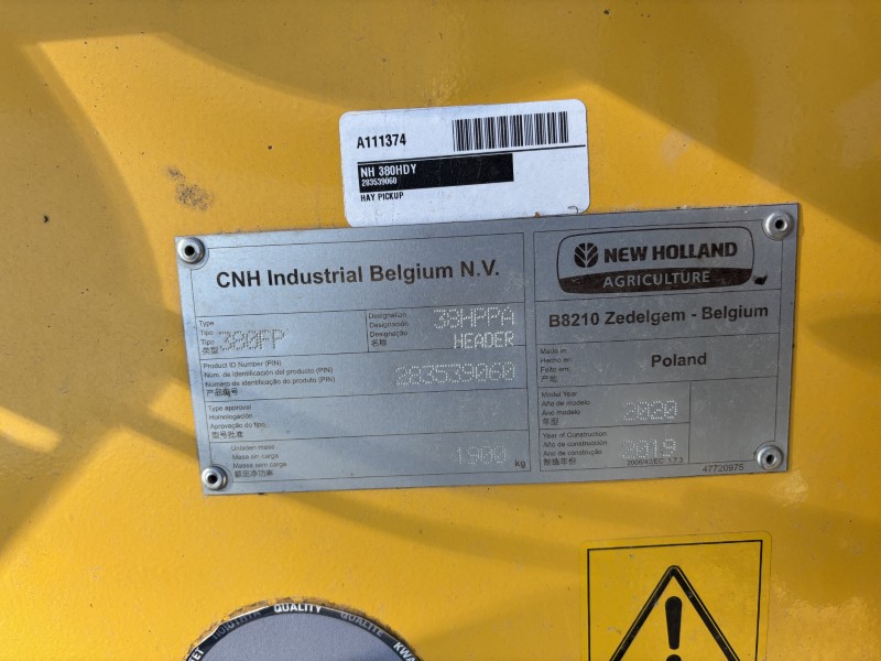 2020 NEW HOLLAND 380HDY HAY PICKUP HEAD