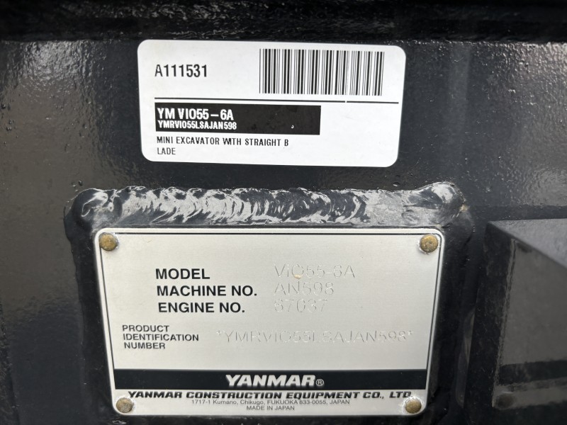 2025 YANMAR VIO55-6A MINI EXCAVATOR WITH BLADE