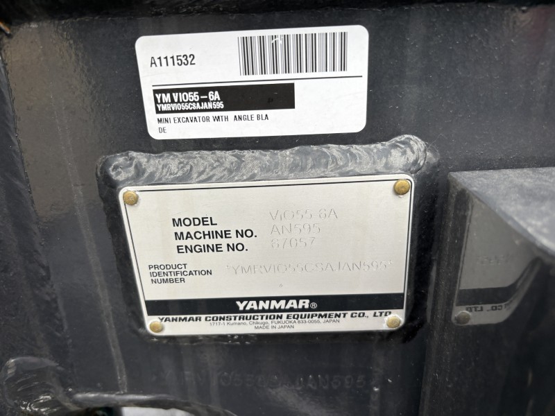 2025 YANMAR VIO55-6A MINI EXCAVATOR WITH BLADE
