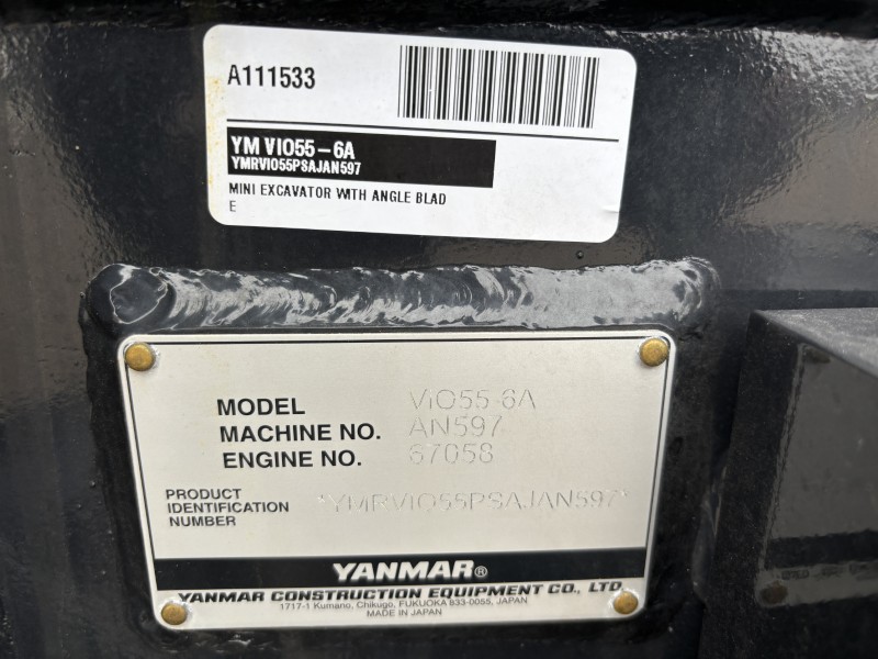 2025 YANMAR VIO55-6A MINI EXCAVATOR WITH BLADE