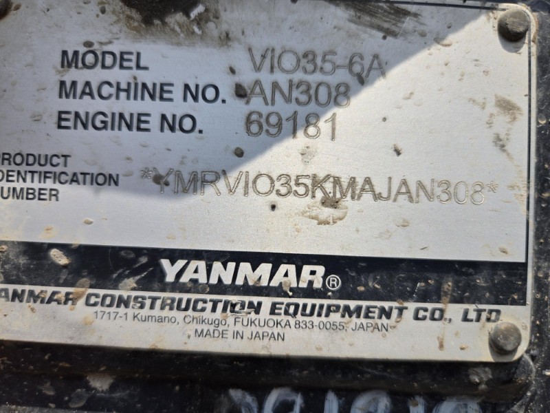 2021 YANMAR VIO35-6A MINI EXCAVATOR