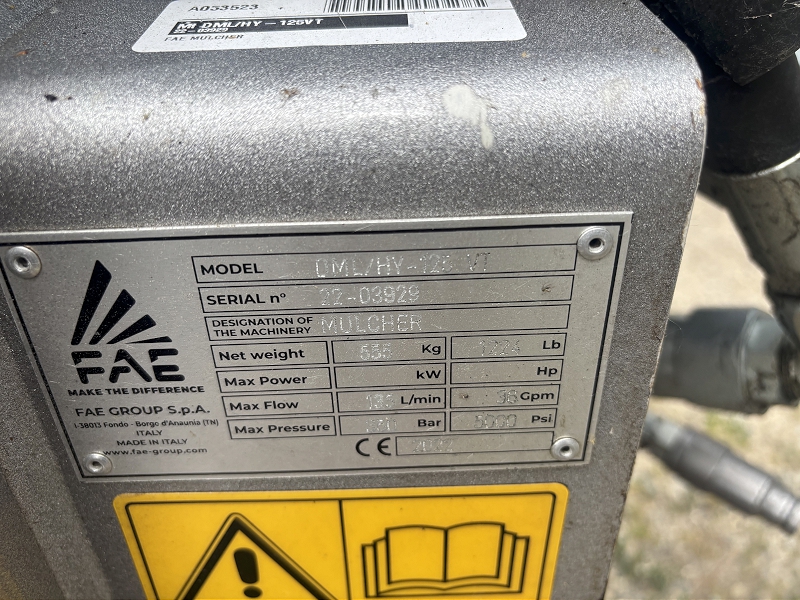 2022 FAE DML/HY/VT-125 MULCHER FOR YANMAR VIO80 OR SV100 EXCAVATORS
