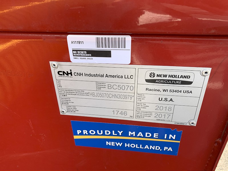 2018 NEW HOLLAND BC 5070 SMALL SQUARE BALER