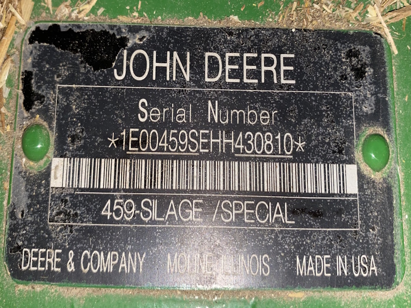 2017 JOHN DEERE 459 SILAGE SPECIAL ROUND BALER