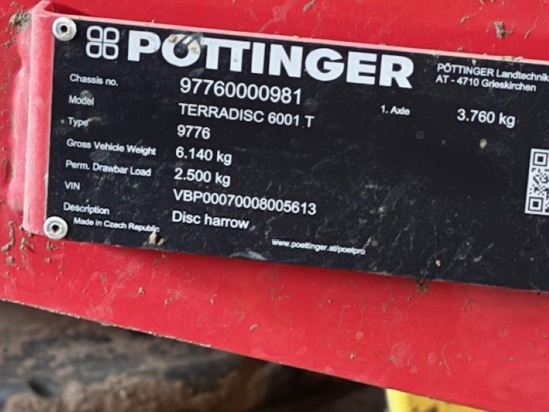 2019 POTTINGER TERRADISC 6001 T HIGH SPEED COMPACT DISC