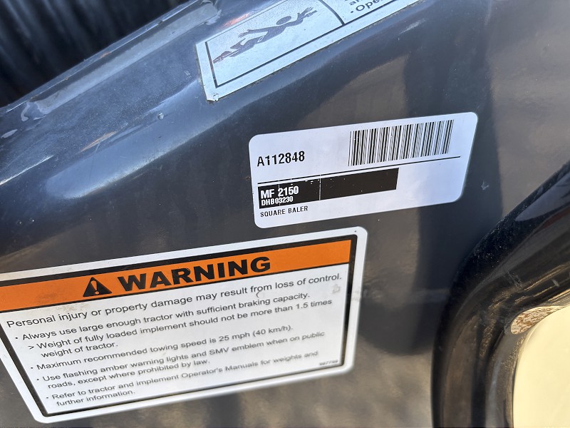 2013 MASSEY FERGUSON 2150 SQUARE BALER