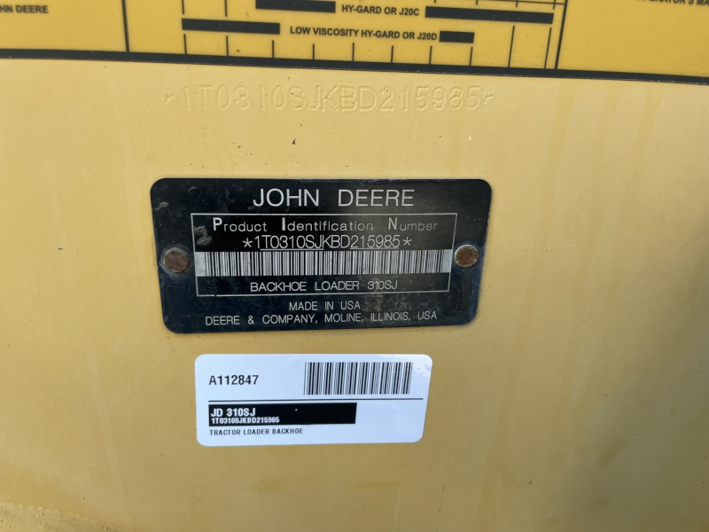 2012 JOHN DEERE 310SJ TRACTOR LOADER BACKHOE