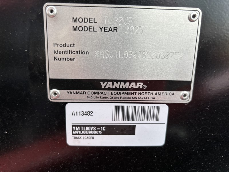 2025 YANMAR TL80VS-1C COMPACT TRACK LOADER