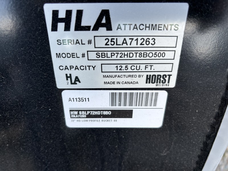 2025 HORST WELDING 72 INCH LOW PROFILE HEAVY DUTY BUCKET WITH TEETH