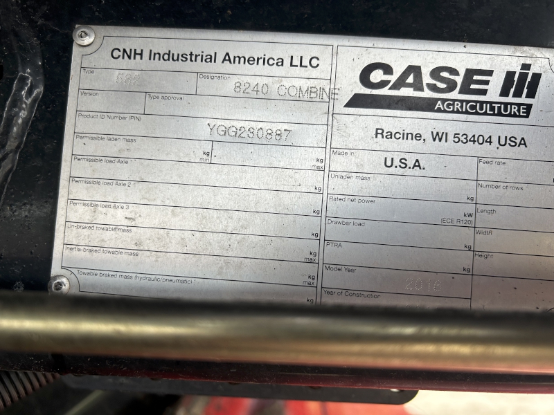 2016 CASE IH 8240 COMBINE