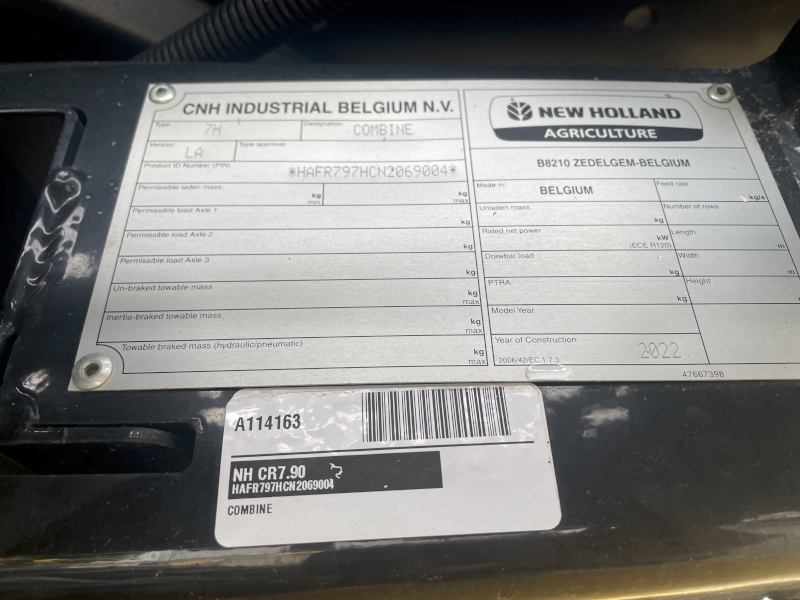 2022 NEW HOLLAND CR7.90 COMBINE