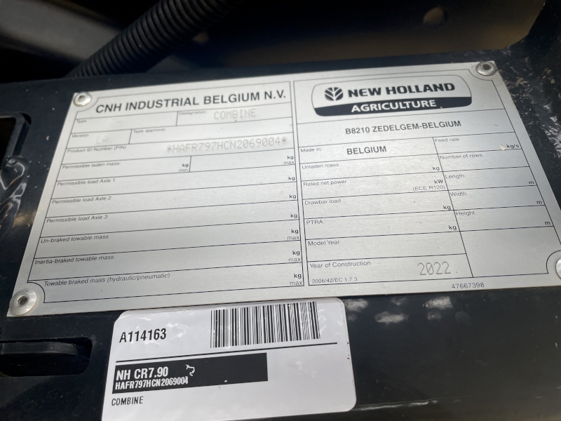 2022 NEW HOLLAND CR7.90 COMBINE
