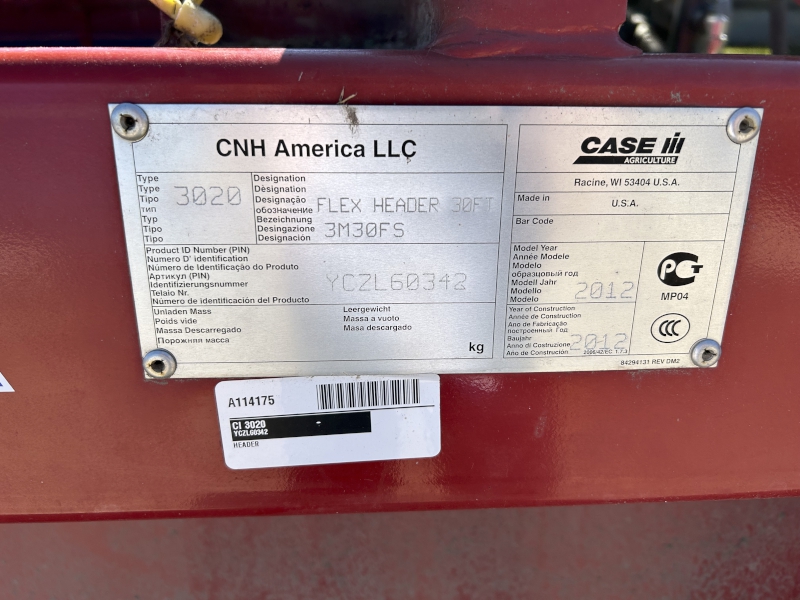 2012 CASE IH 3020-30 FLEX HEAD