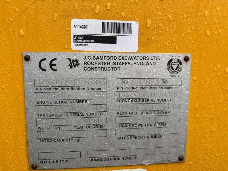 2004 JCB 540-70 TELEHANDLER