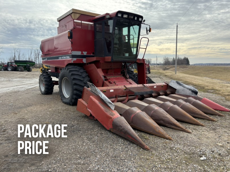 1989 CASE IH 1660 COMBINE PACKAGE WITH TWO HEADS AND CART