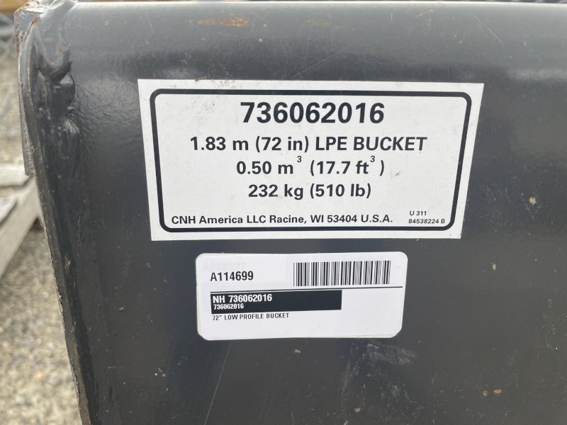 2024 NEW HOLLAND 72 INCH LOW PROFILE EXTENDED (LPE) SKID STEER BUCKET