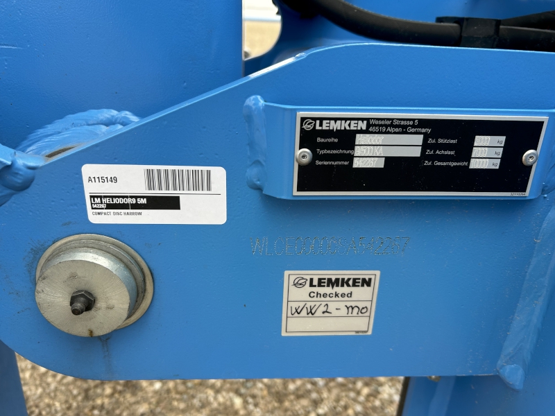 2026 LEMKEN HELIODOR9 5M COMPACT DISC HARROW
