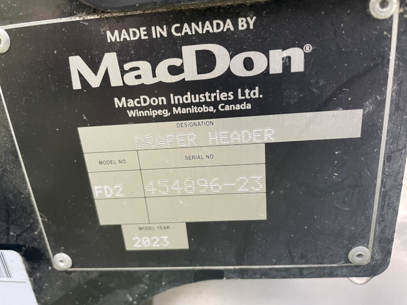 2023 MACDON FD245 DRAPER HEAD WITH CART