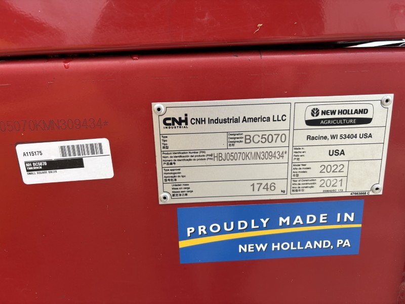 2022 NEW HOLLAND BC5070 SMALL SQUARE BALER