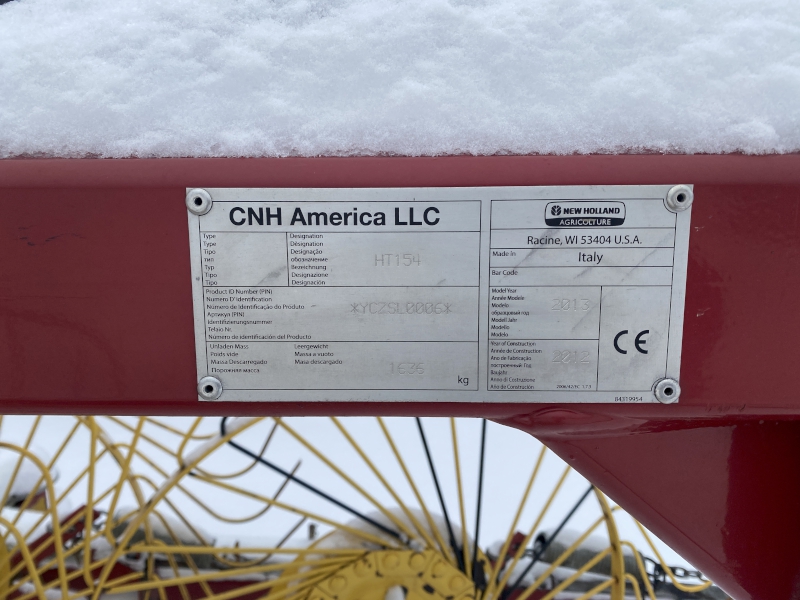 2013 NEW HOLLAND HR154 TRAILING WHEEL RAKE