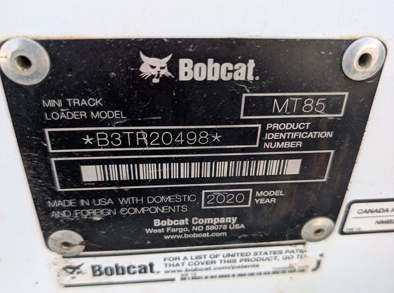 2020 BOBCAT MT85 COMPACT TRACK LOADER