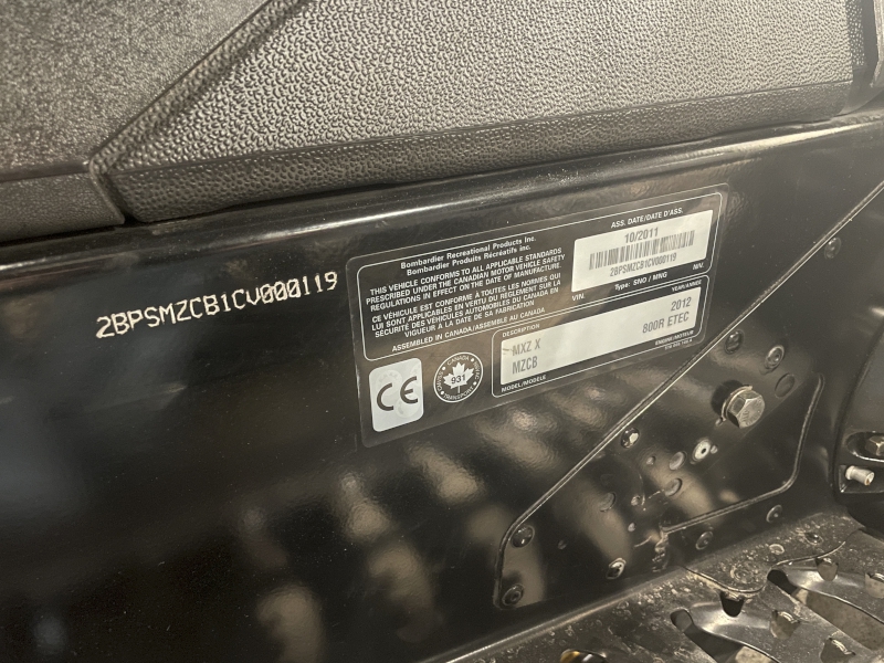 Snowmobiles  2012 SKI-DOO MXZ X 800 SNOWMOBILE Photo