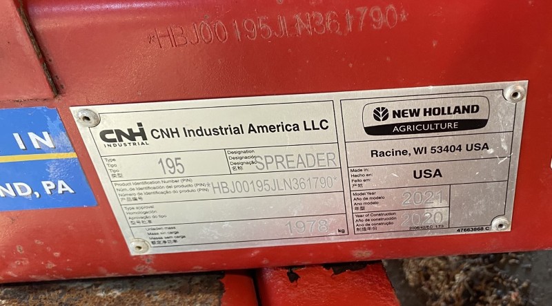 2021 NEW HOLLAND 195HBS MANURE SPREADER