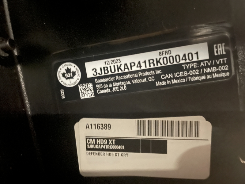 Side-by-Side/Utility Vehicle  2024 CAN-AM DEFENDER XT HD9 SIDE BY SIDE Photo